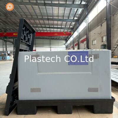 کانتینر پاللت EuroBox قابل تاشو با فلاپ دسترسی و کاور طراحی شده برای استفاده حرفه ای در انبار صنعتی