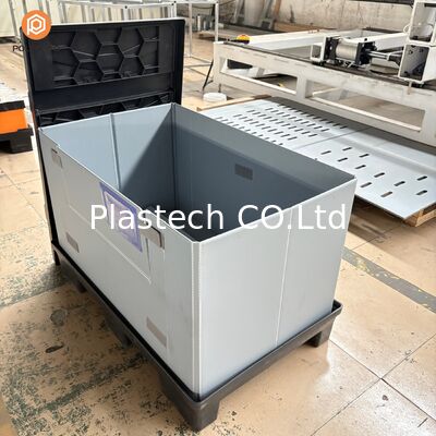  Collapsible Pallet Box with Custom Cutouts and Windows, Returnable Heavy Duty Bulk Box 500kg Static Load, Custom Color Print