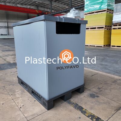  Stackable Plastic Crates for Warehouse Storage, Collapsible Pallet Container Custom Cutouts, 300kg Dynamic Load